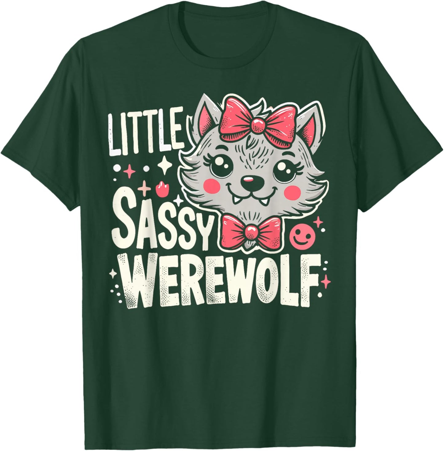 Kids Little Sassy Werewolf Halloween Costume For Girls Women T-Shirt - T-Shirt | Forest