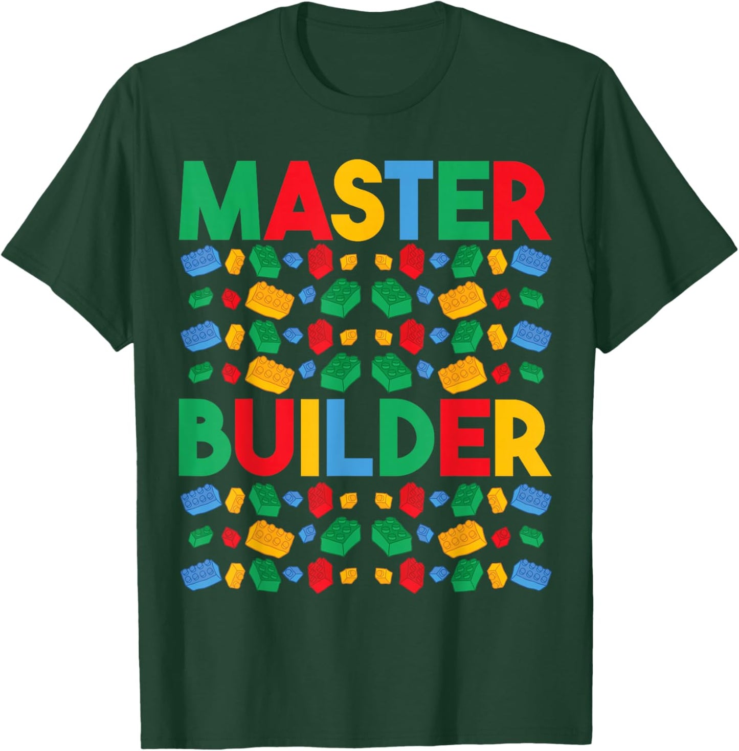 Master Builder Funny Building Blocks Gifts For Boys Kids Men T-Shirt - T-Shirt | Forest