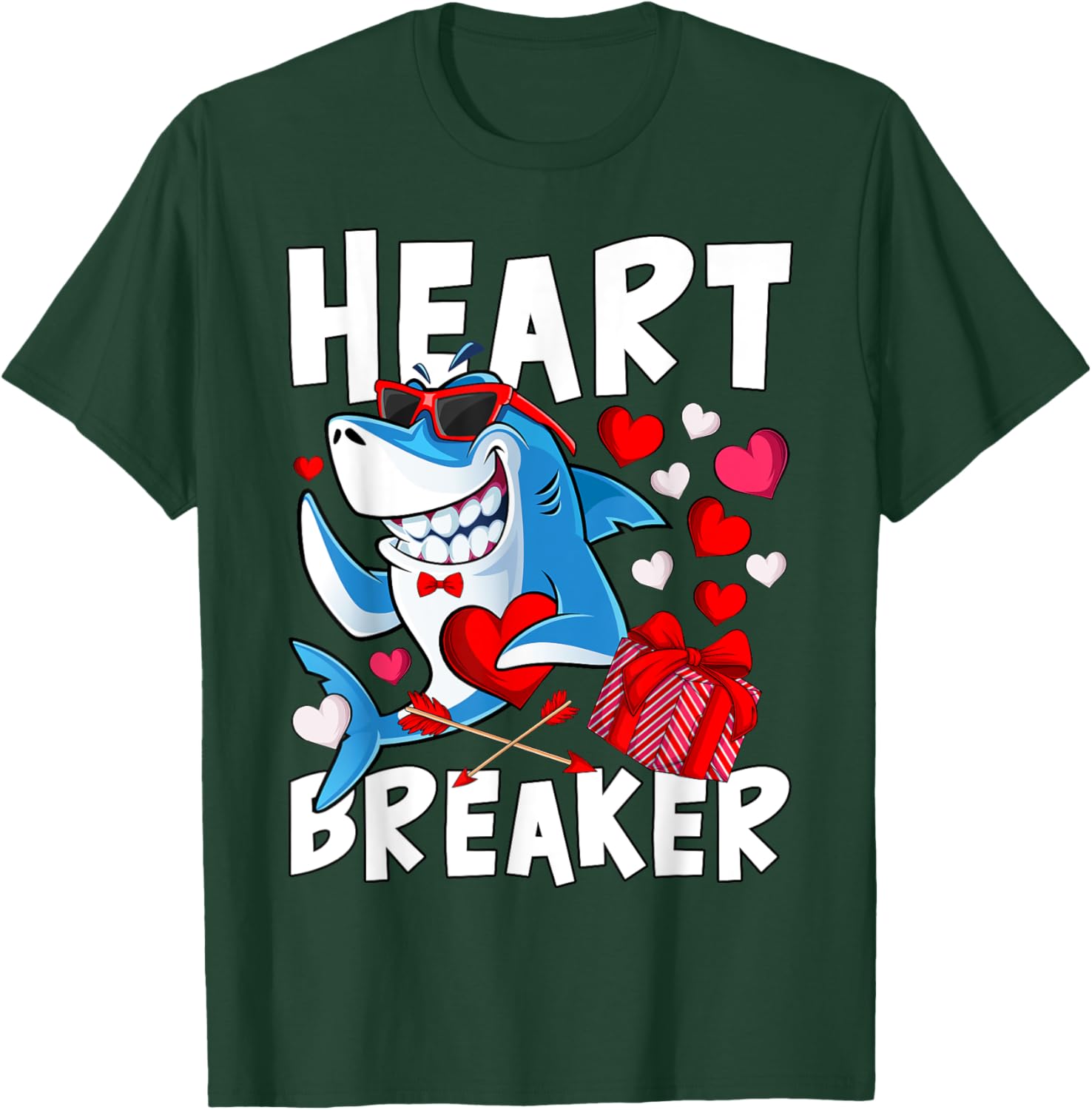 Valentines Shark Heart Breaker Valentine Shark Kids Boy Girl T-Shirt - T-Shirt | Forest