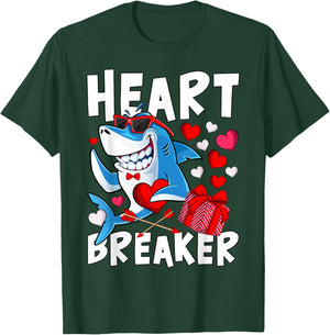 Valentines Shark Heart Breaker Valentine Shark Kids Boy Girl T-Shirt - T-Shirt | Forest