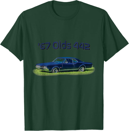 Blue '67 Olds 442 T-Shirt - T-Shirt | Forest