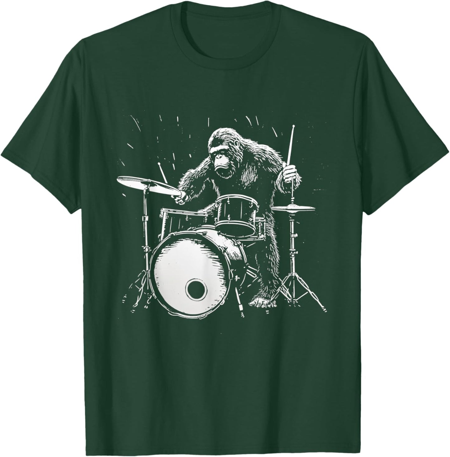 Bigfoot Drums Funny Gorilla Monkey Drummer T-Shirt - T-Shirt | Forest