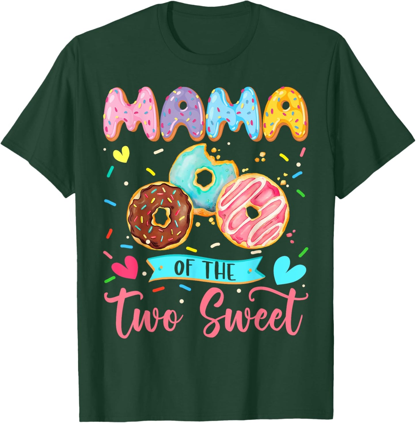 Mama Of The Two Sweet 2Nd Birthday Girl Donut Matching T-Shirt - T-Shirt | Forest