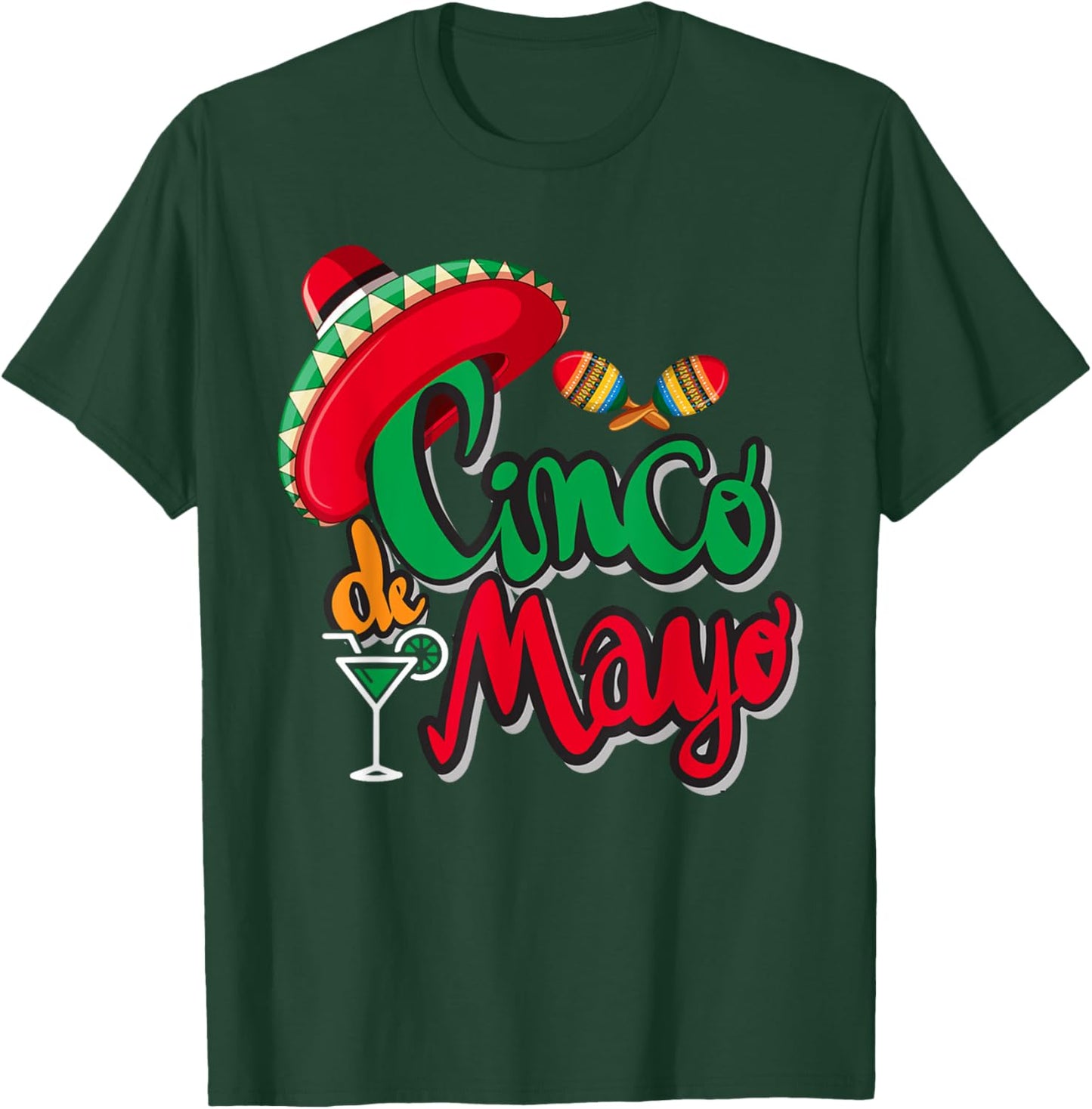 Cinco De Mayo Sombrero Men Women Mexican Taco Party Fiesta T-Shirt - T-Shirt | Forest