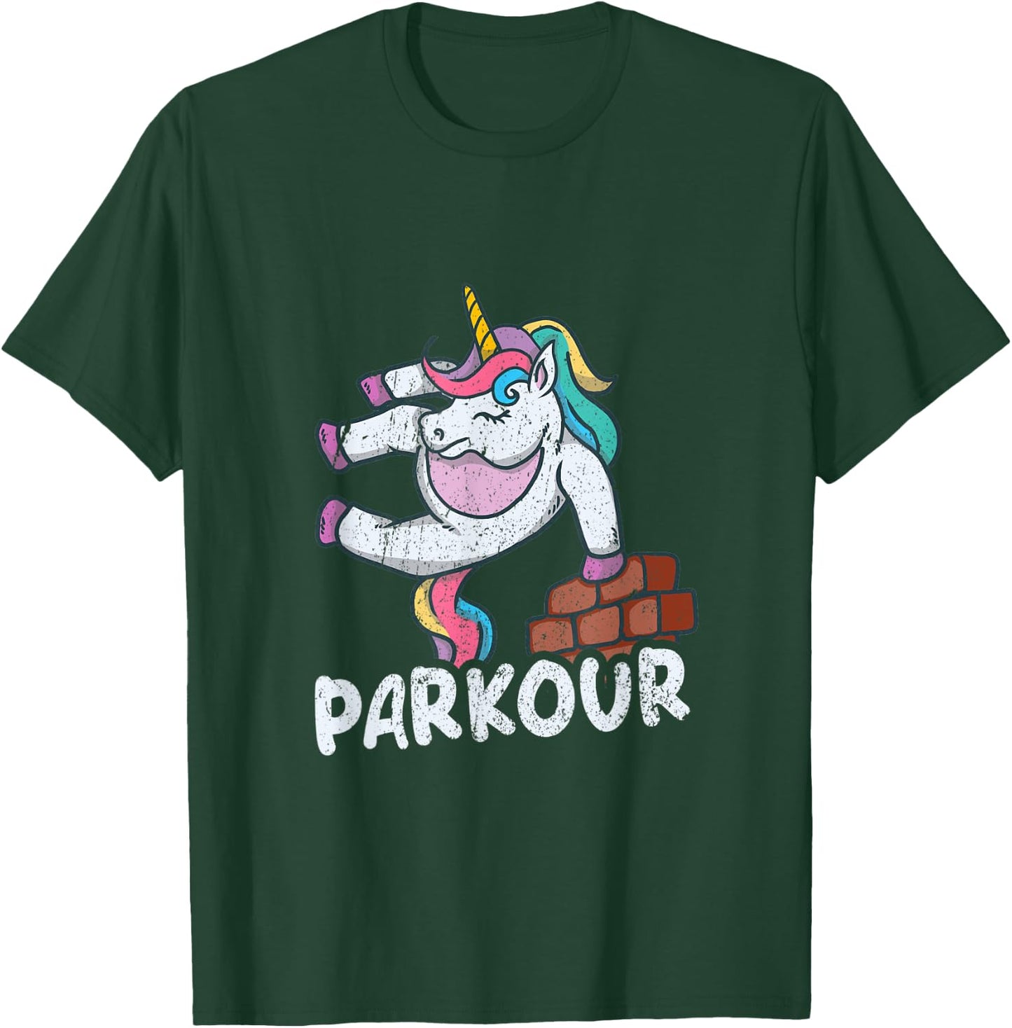 Funny Parkour Unicorn Wall Jumping Swinging Free Running T-Shirt - T-Shirt | Forest