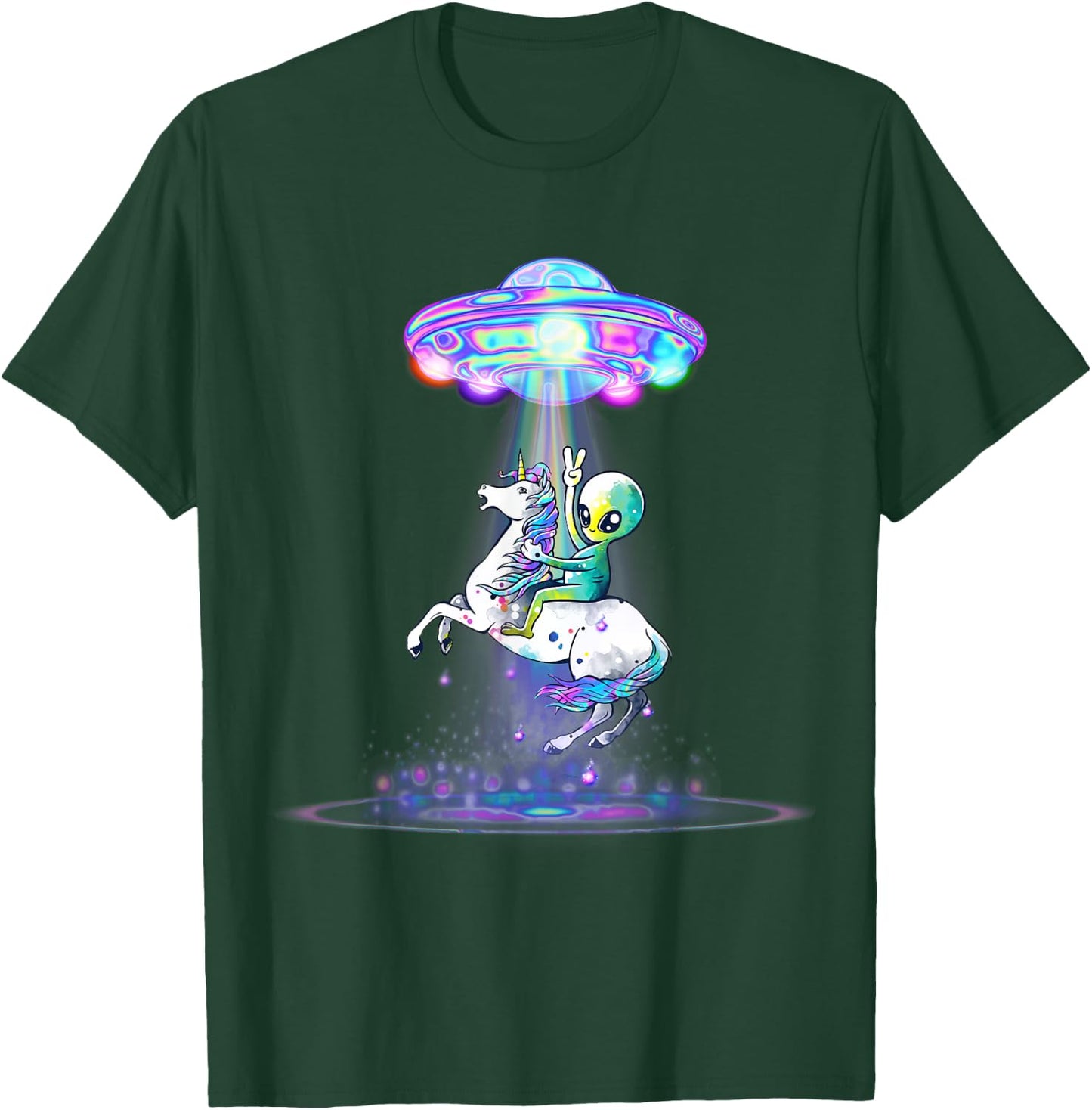 Funny UFO Alien Unicorn Galaxy T-Shirt - T-Shirt | Forest
