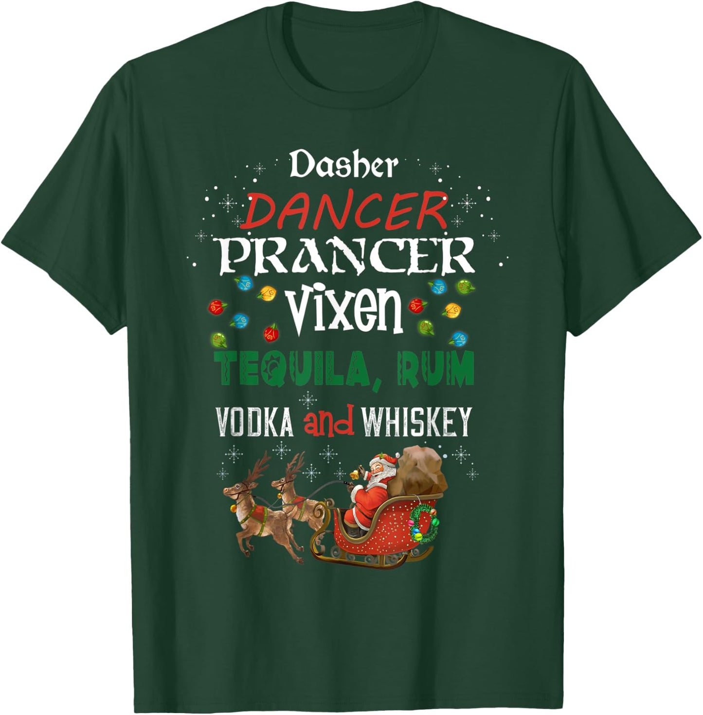 Funny Christmas Gift Dasher Dancer Prancer Moscato Party T-Shirt - T-Shirt | Forest