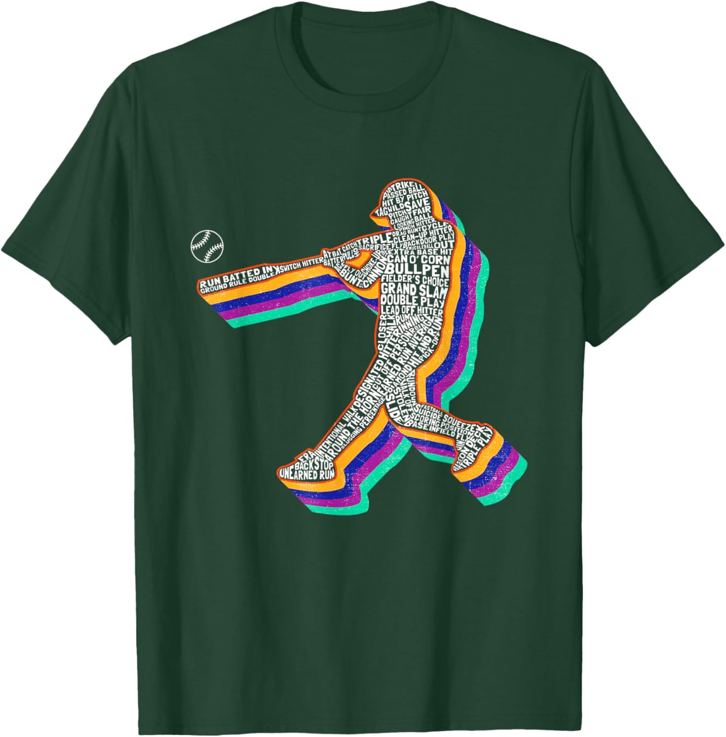 Retro Baseball Player Kids Boys Youth Teens T-Shirt - T-Shirt | Forest