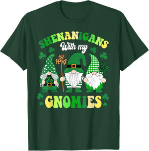 Groovy St Patricks Day Lucky Shamrock Gnomes Irish Women T-Shirt - T-Shirt | Forest