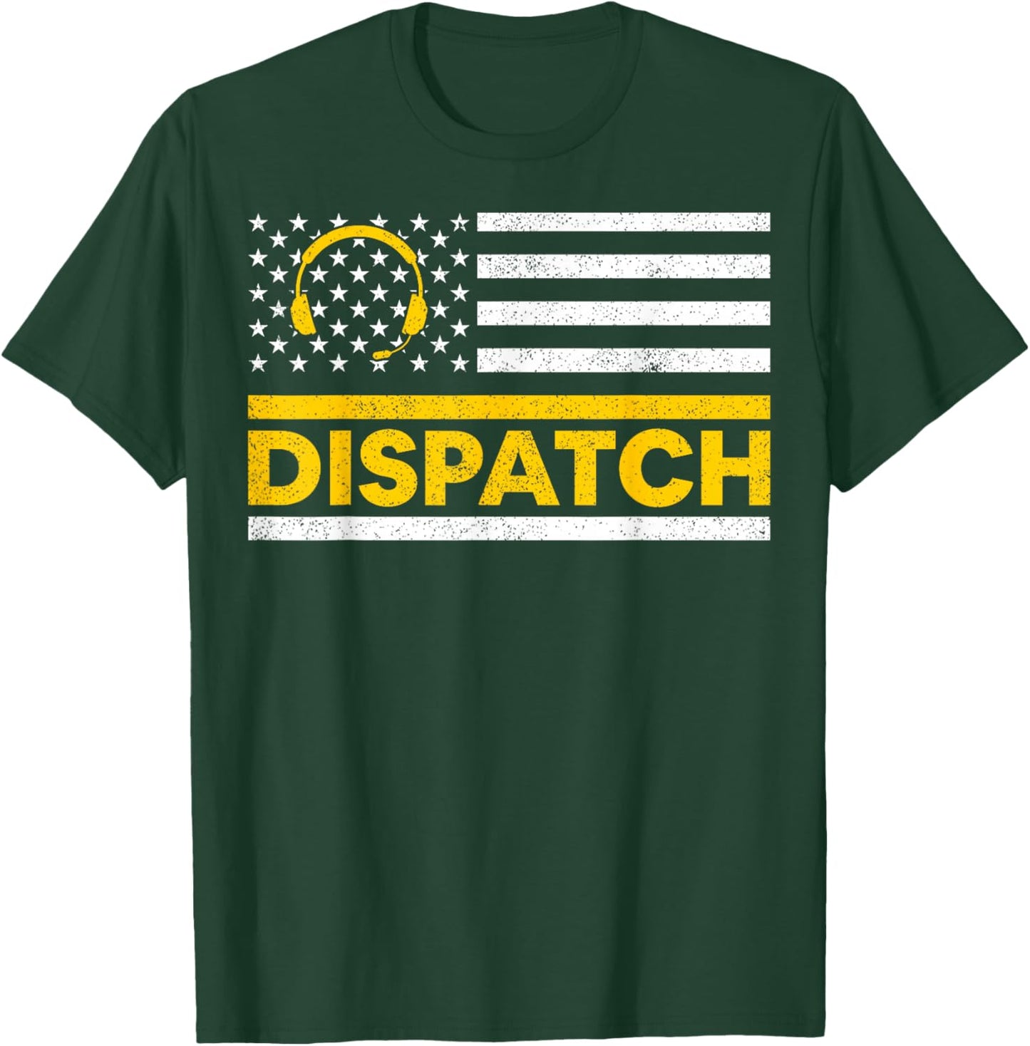 911 Dispatcher Operator USA Flag 4th of July Emergency Call T-Shirt - T-Shirt | Forest