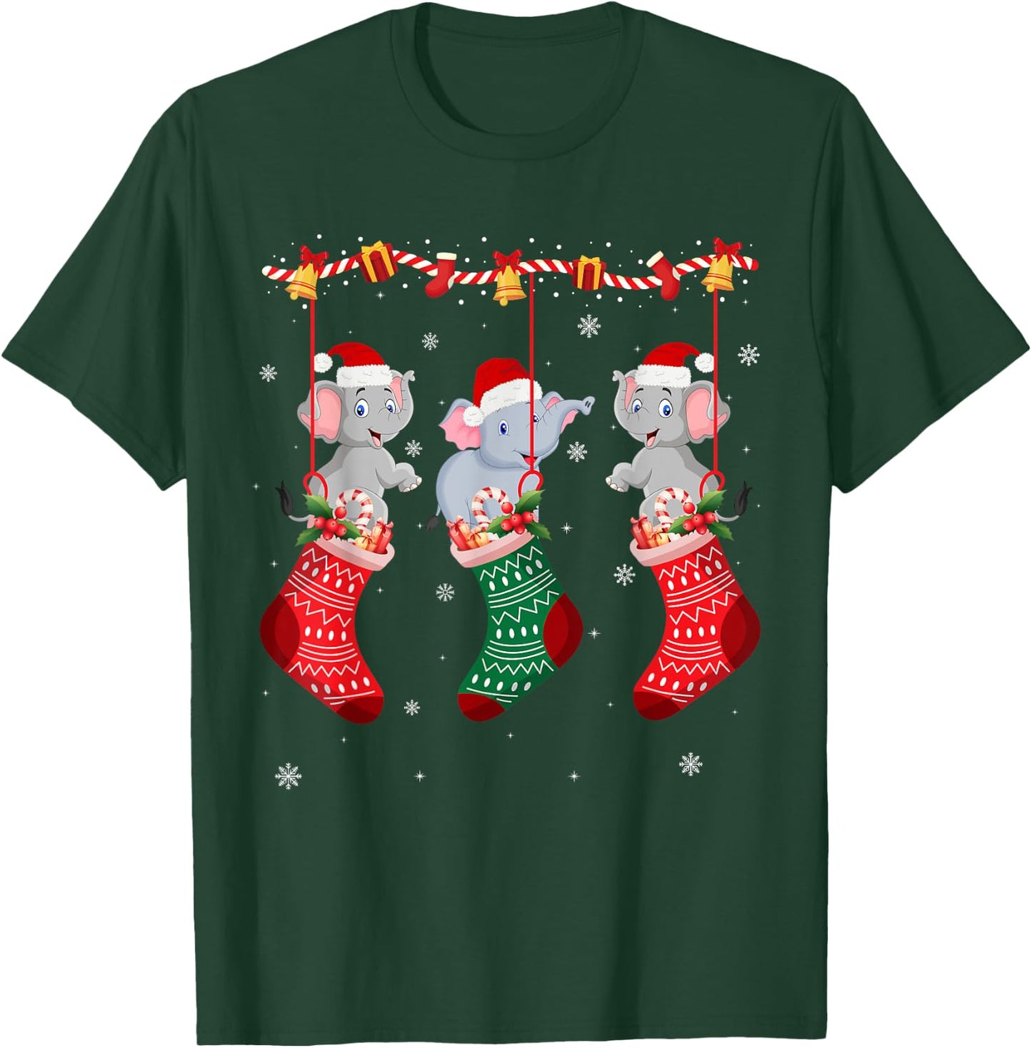 Matching Outfits for Holiday Party Elephant Christmas Socks T-Shirt - T-Shirt | Forest