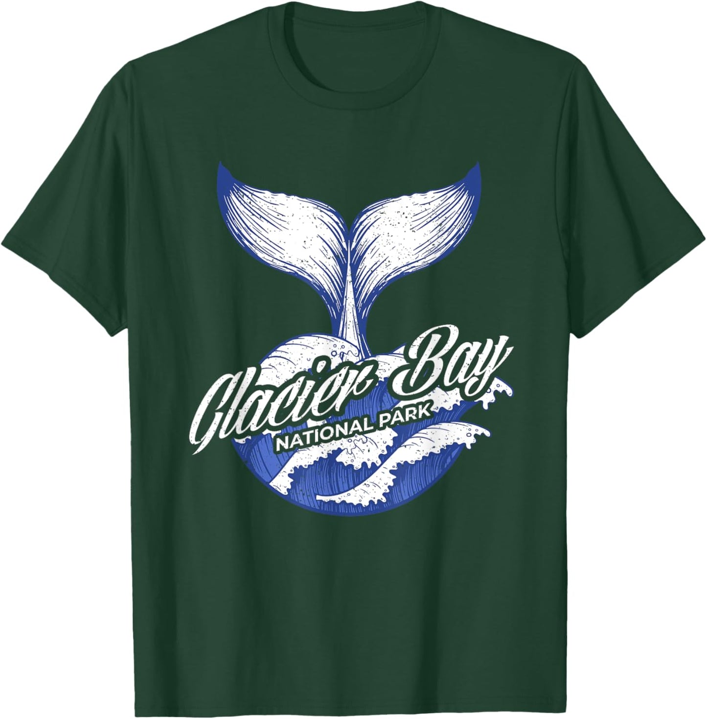 Vintage Whale Tail And Ocean Waves Glacier Bay Alaska T-Shirt - T-Shirt | Forest