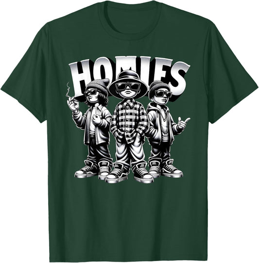 Cool Urban Cultura Chicano Latino Mexican Pride Homies T-Shirt - T-Shirt | Forest