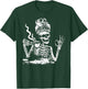 Skeleton Drinking Coffee Messy Bun Women Halloween Skeleton T-Shirt - T-Shirt | Forest