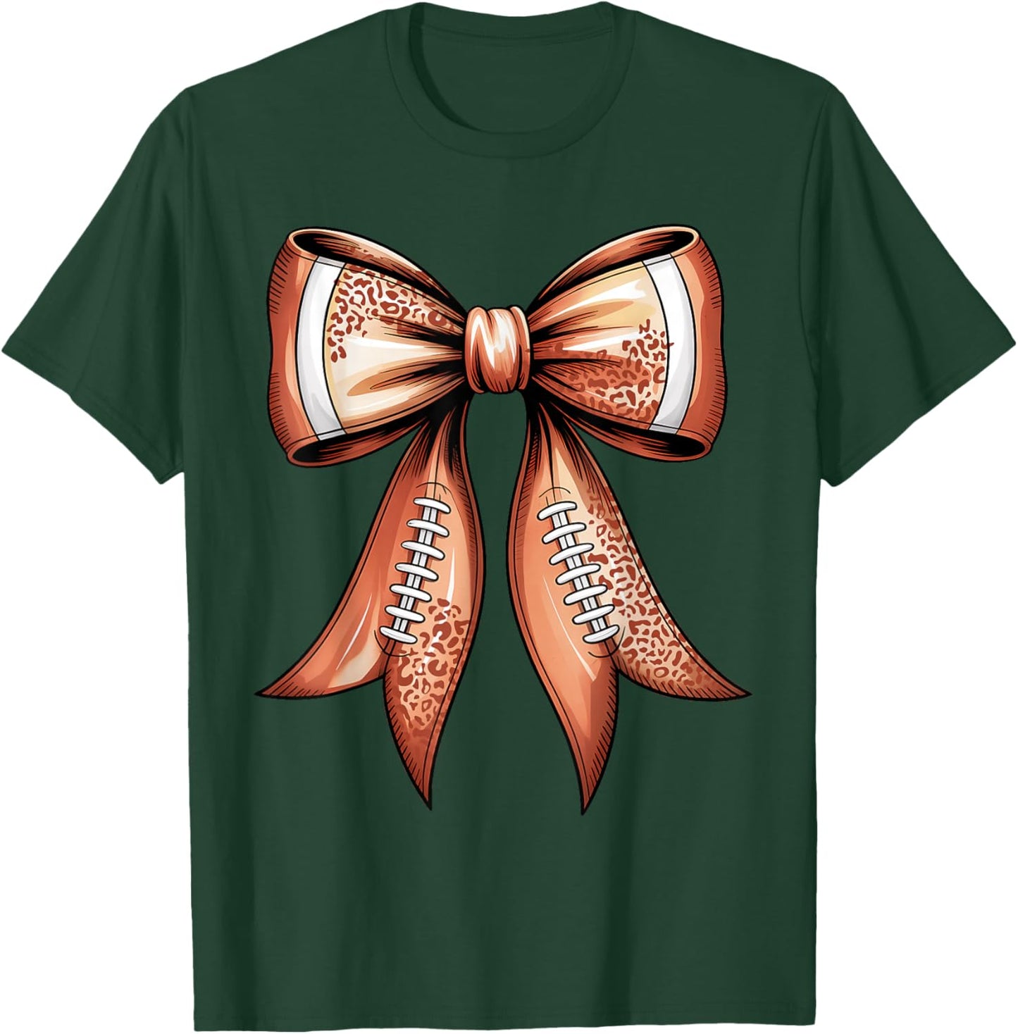 Groovy Cute Coquette Bow Game Day Football for Mom Girls T-Shirt - T-Shirt | Forest