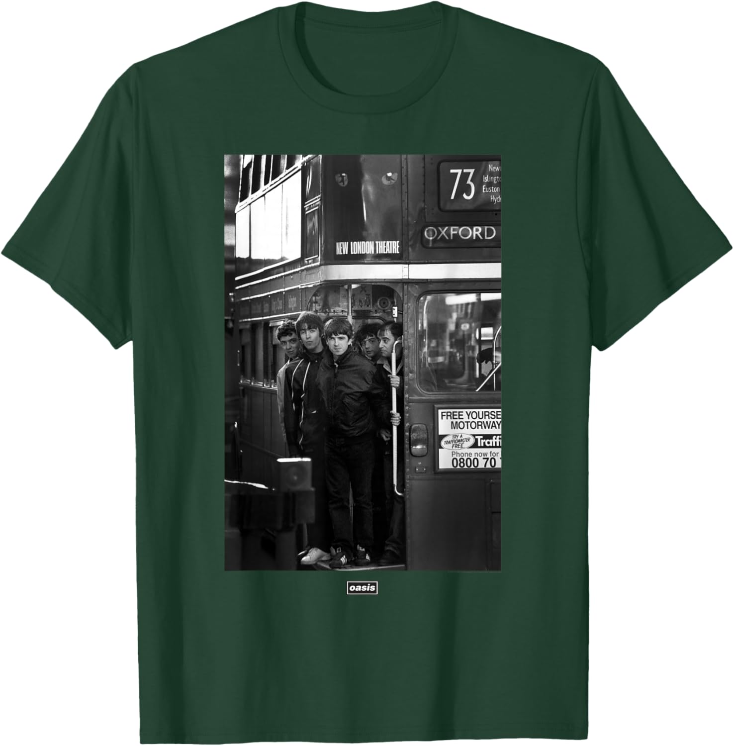 Oasis London Bus Photograph -Kids - Black, Small T-Shirt - T-Shirt | Forest