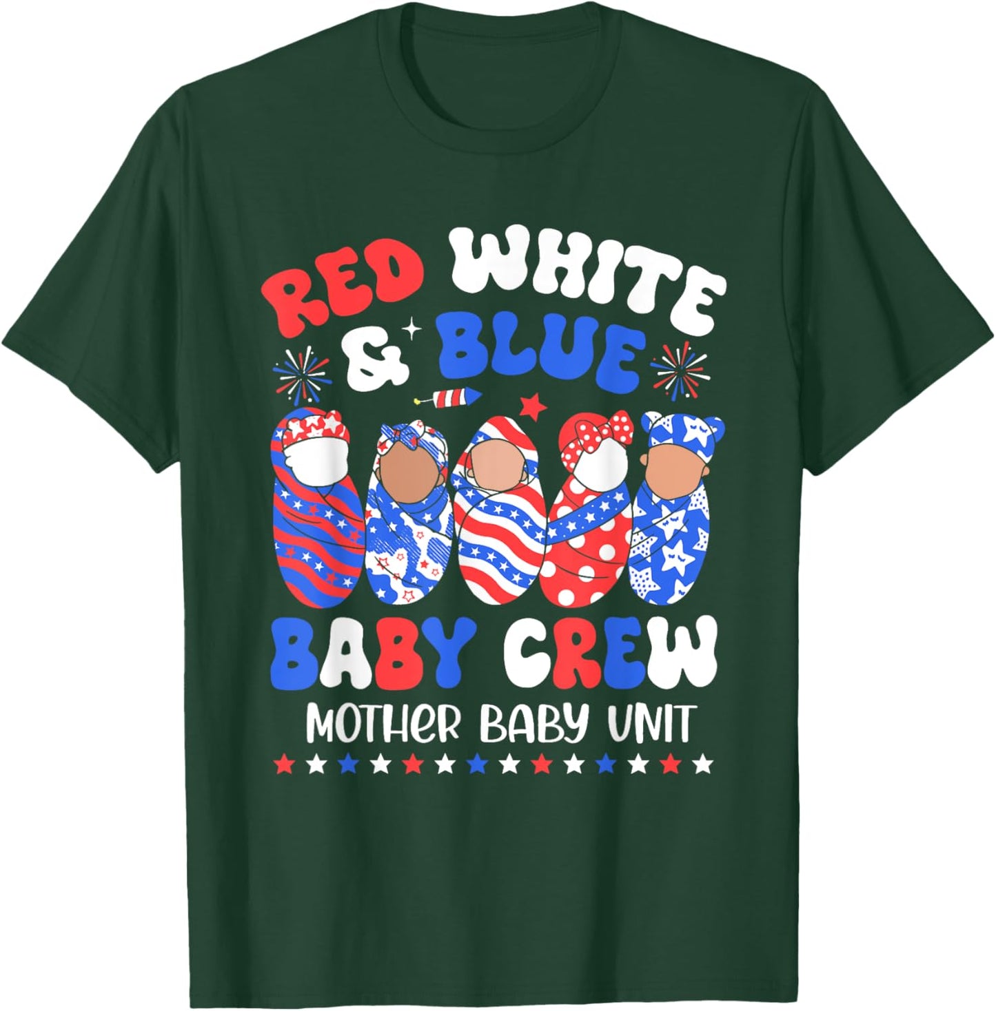 Retro Red White Blue Baby Crew Mother Baby Unit 4th Of July Men T-Shirt - T-Shirt | Forest