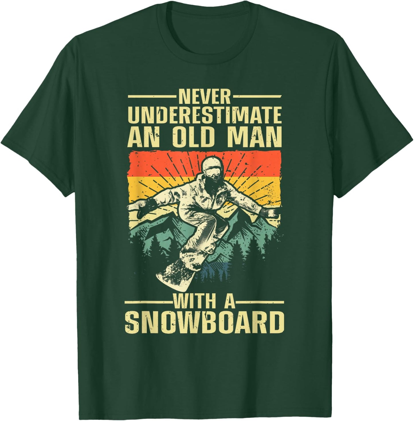 Cool Snowboarding Art Grandpa Dad Winter Snowboarder T-Shirt - T-Shirt | Forest