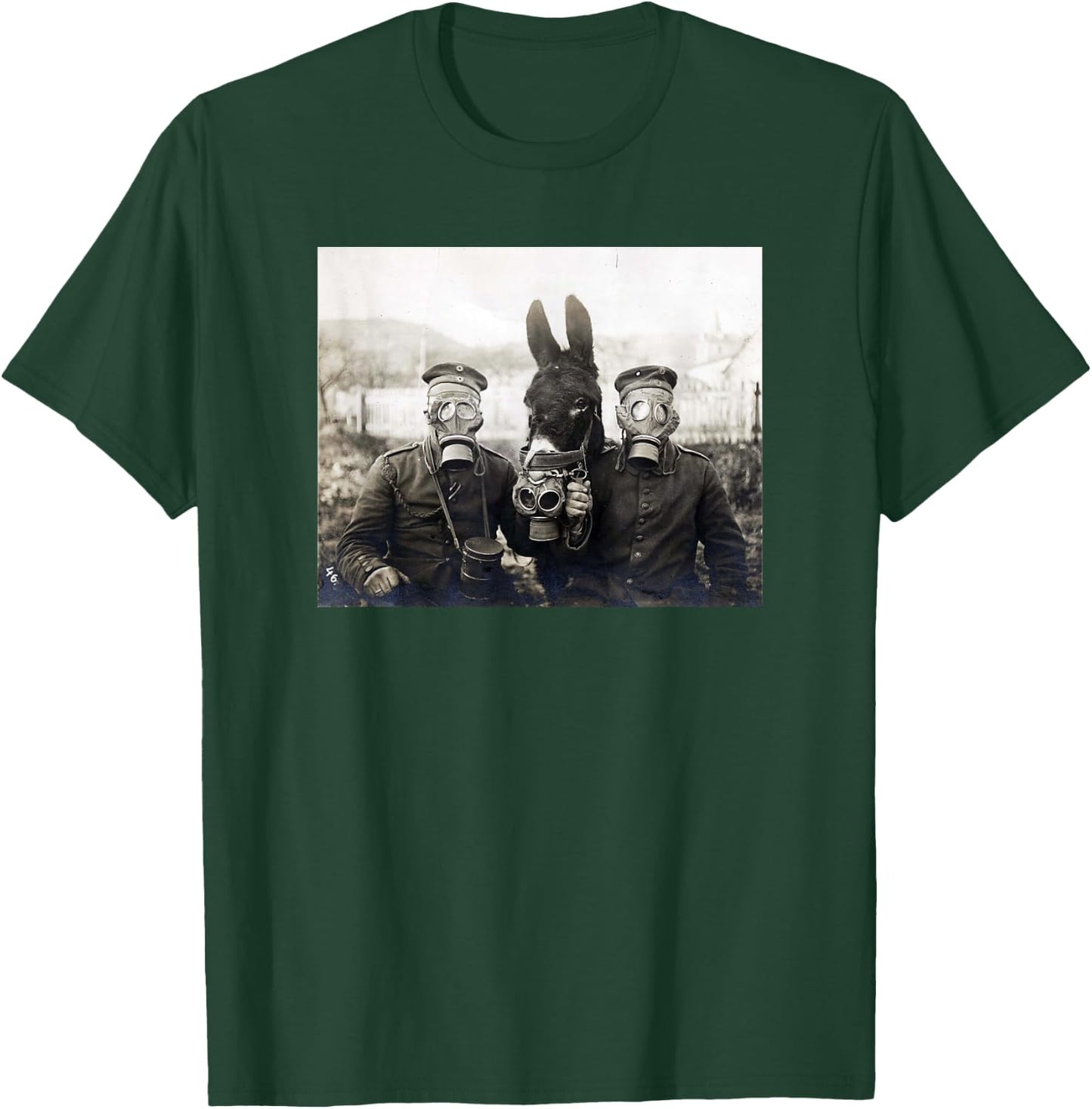 WW1 Vintage Gas Mask Donkey Shirt T-Shirt - T-Shirt | Forest