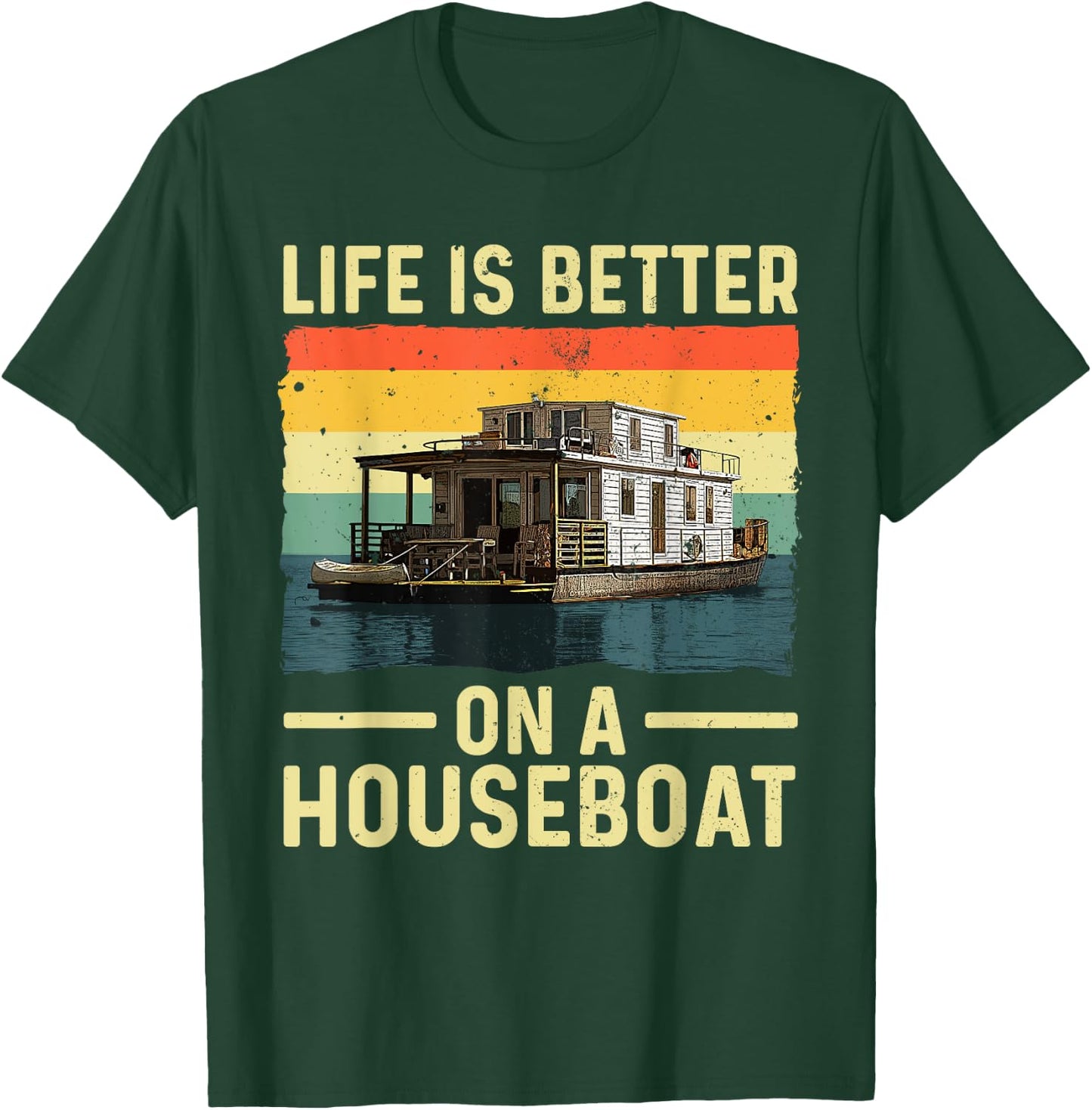 Cool Houseboat Design Women Boat Houseboat Captain T-Shirt - T-Shirt | Forest
