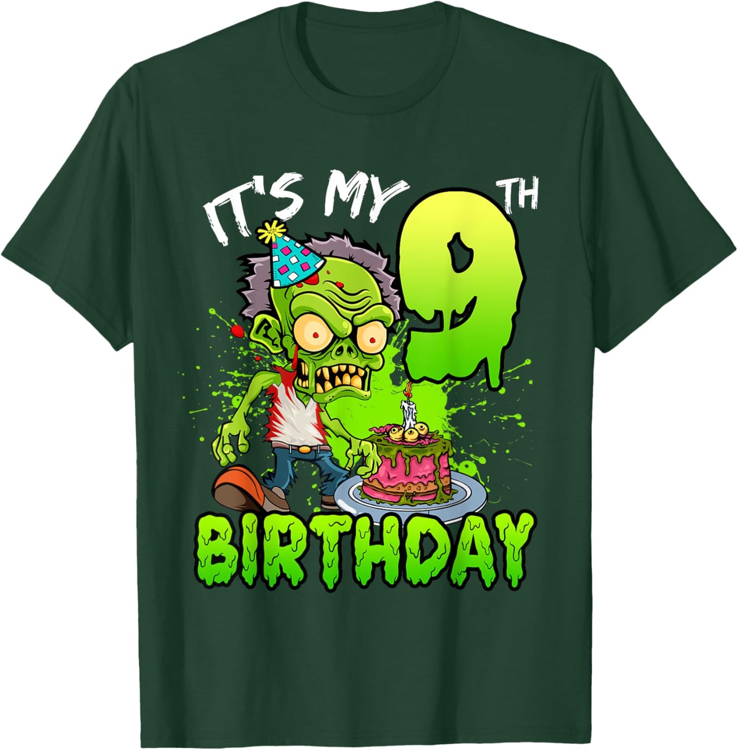It's My 9th Birthday Zombie Lover 9 Year Old Boys Girls T-Shirt - T-Shirt | Forest