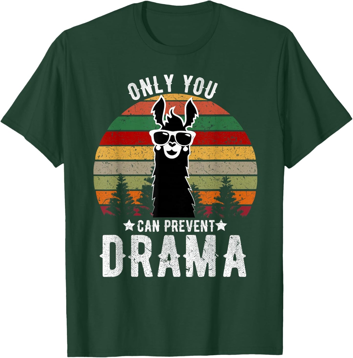 Vintage Only you can prevent drama Llama T-Shirt - T-Shirt | Forest