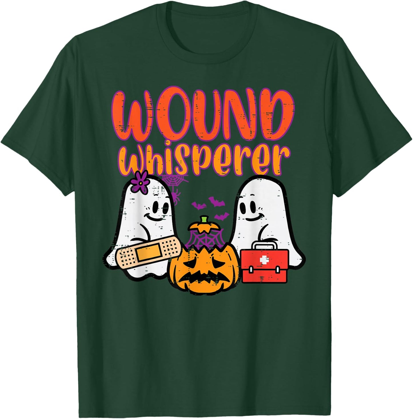 Ghost Nurse Wound Whisperer Halloween Nurse Fall Scrub Women T-Shirt - T-Shirt | Forest