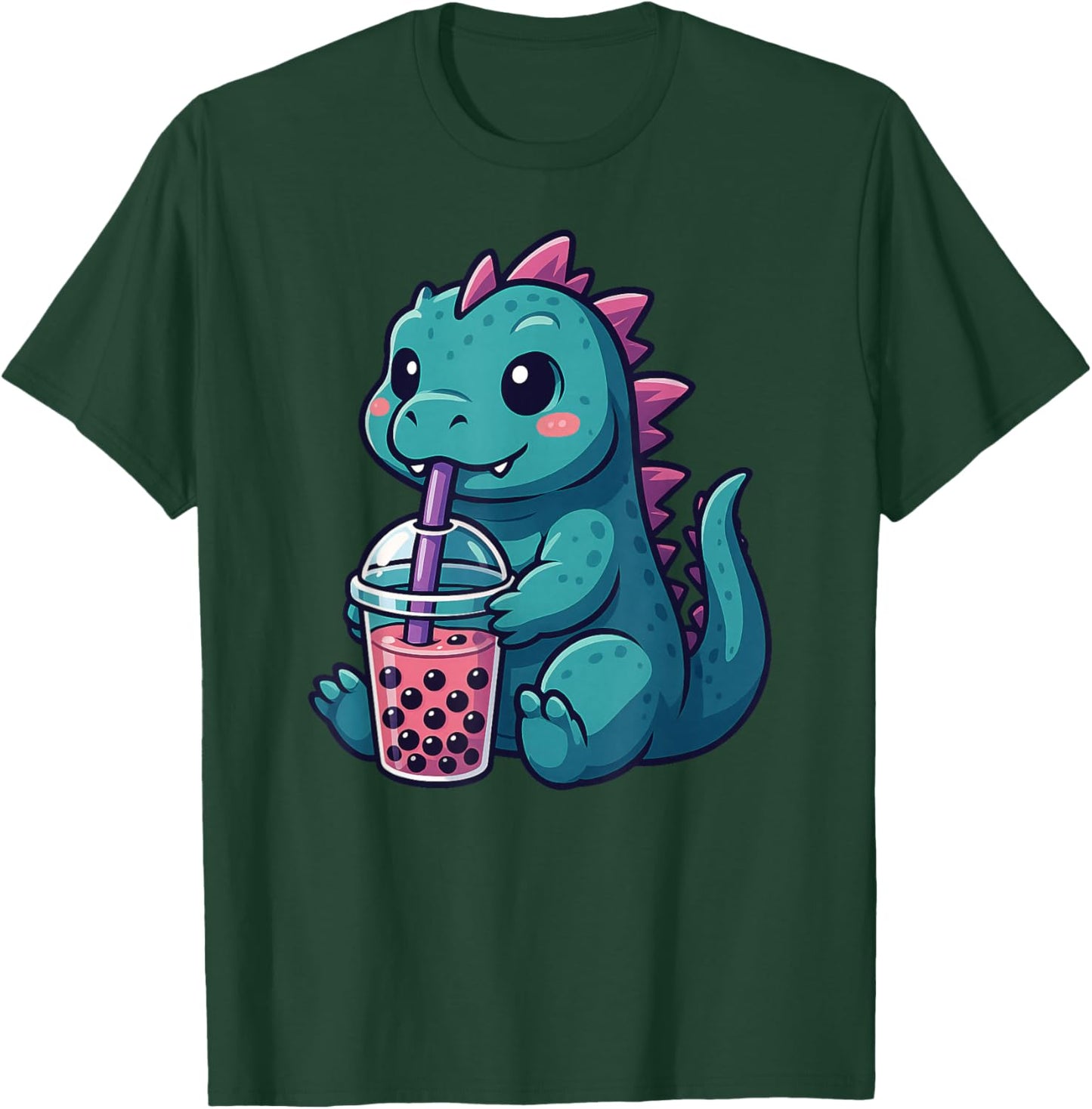 Cute Dinosaur Boba Tea Lover Kawaii Boys Girls Kids T-Shirt - T-Shirt | Forest
