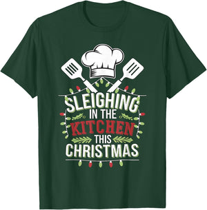 Chef Sleighin In The Kitchen This Christmas T-Shirt - T-Shirt | Forest