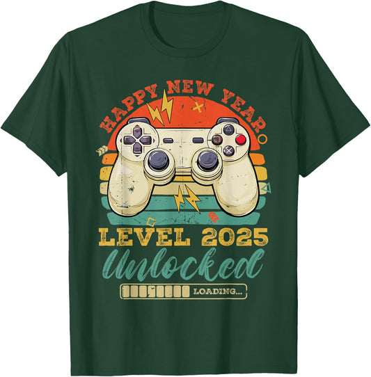 Happy New Year Level 2025 Unlocked New Years Eve Party Boys T-Shirt - T-Shirt | Forest