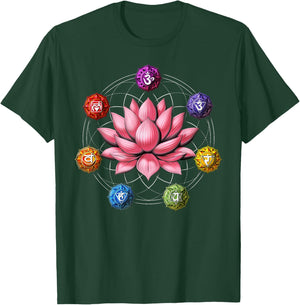 Lotus Flower Chakra Symbol Zen Yoga Sacred Geometry Buddhist T-Shirt - T-Shirt | Forest