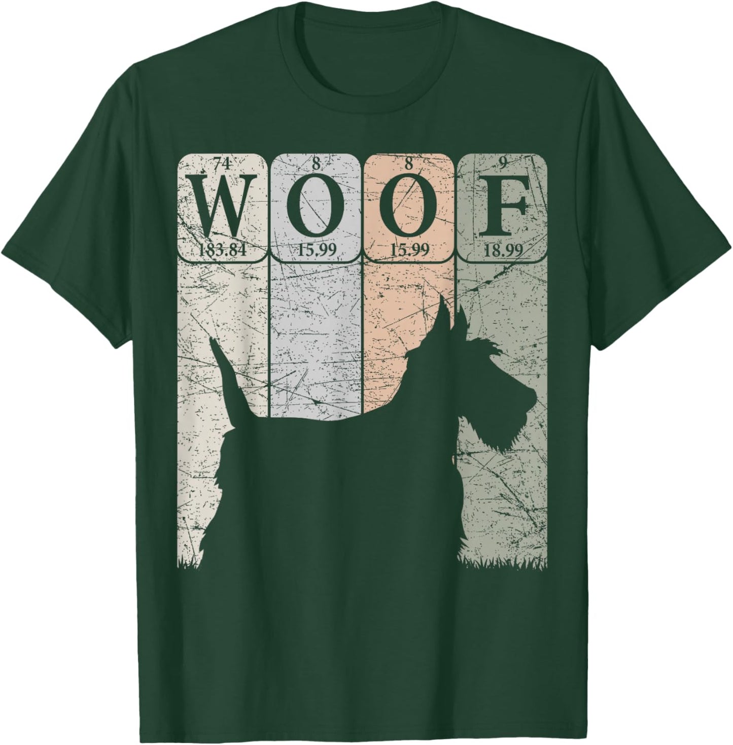 Scottish Terrier Dog Periodic Table Elements Scottie Woof T-Shirt - T-Shirt | Forest