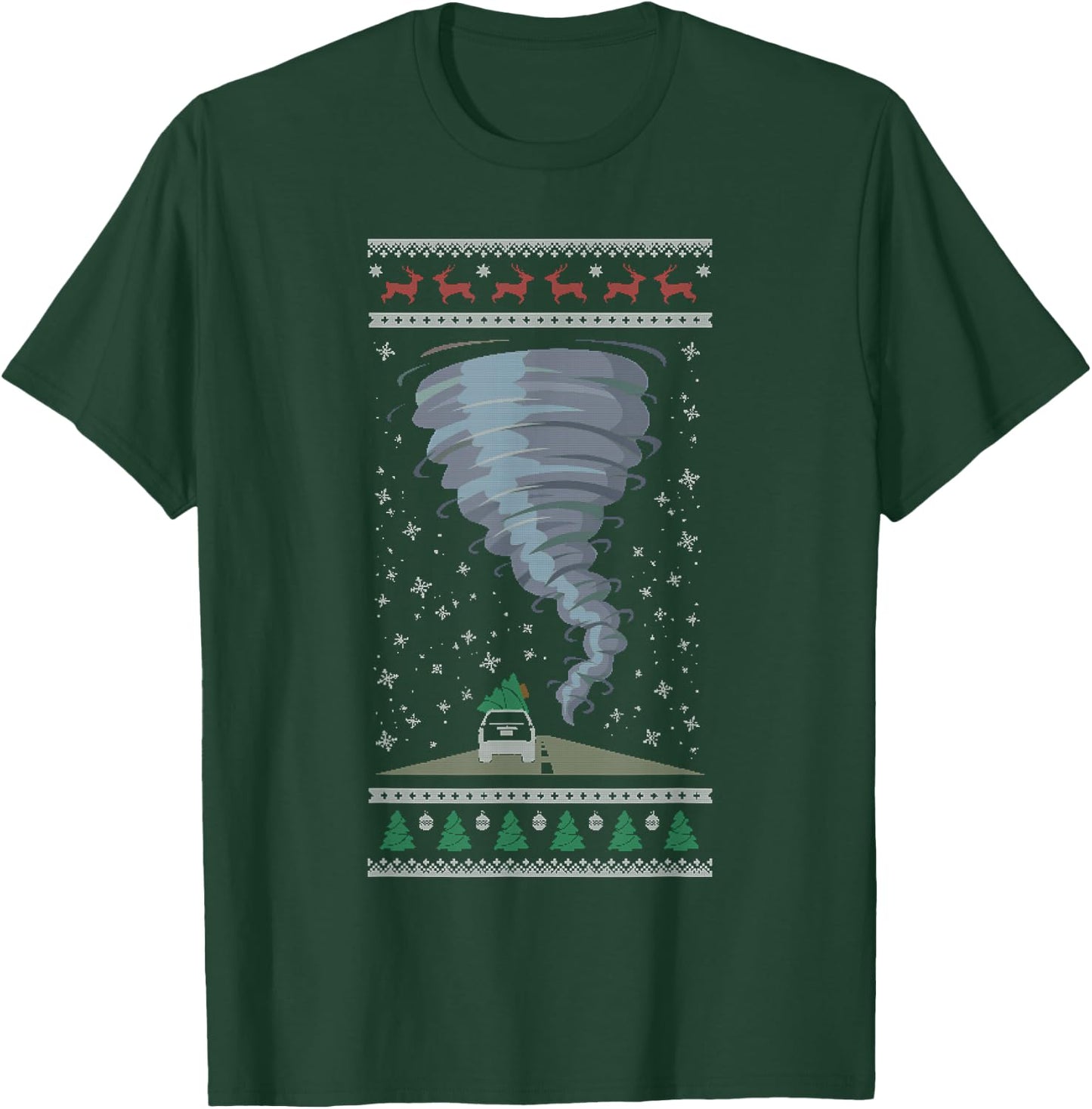 Tornado Chaser Xmas Weather Ugly Christmas T-Shirt - T-Shirt | Forest