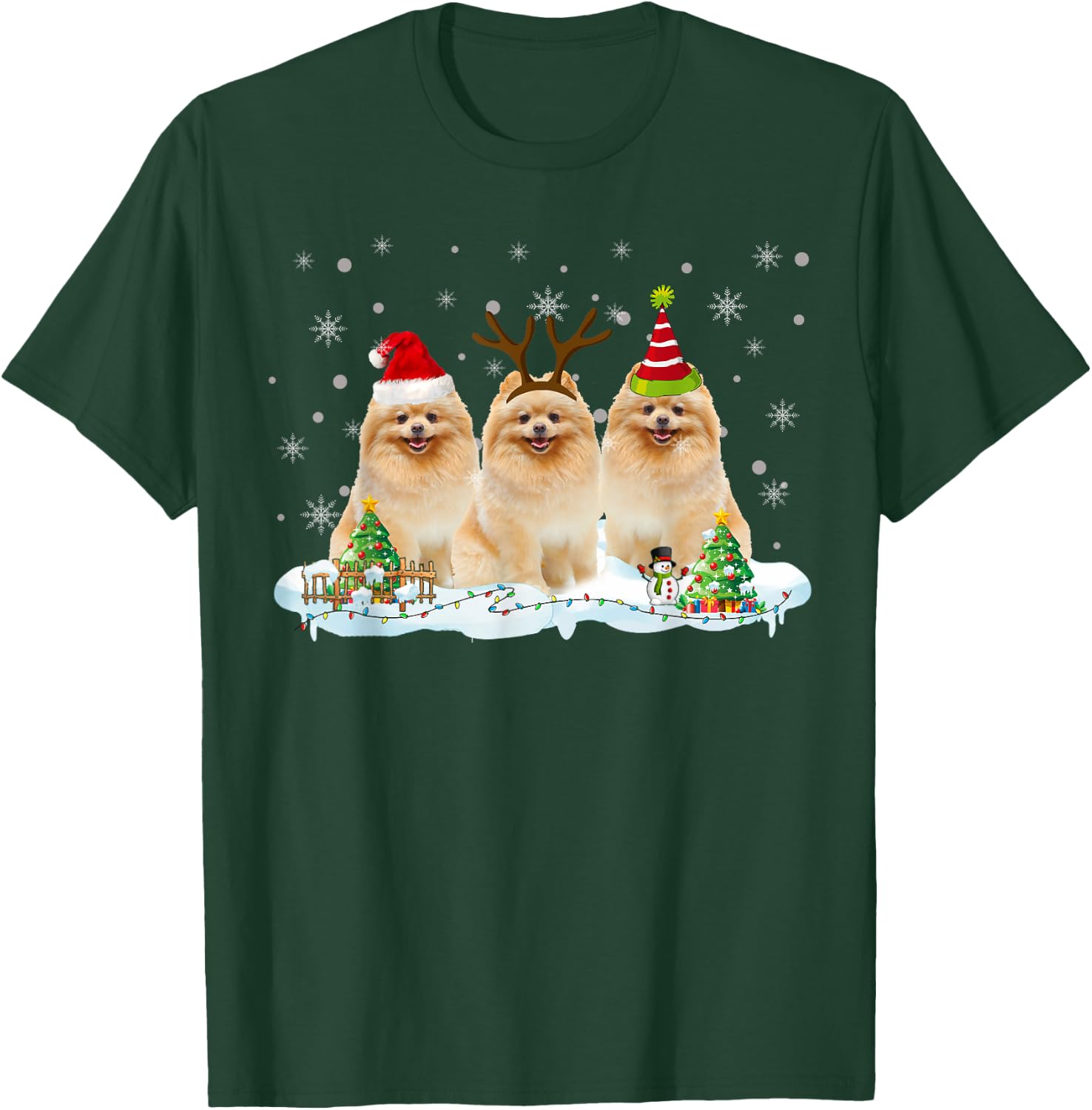 Funny Christmas Pomeranian Santa Reindeer Pomeranian Lover T-Shirt - T-Shirt | Forest