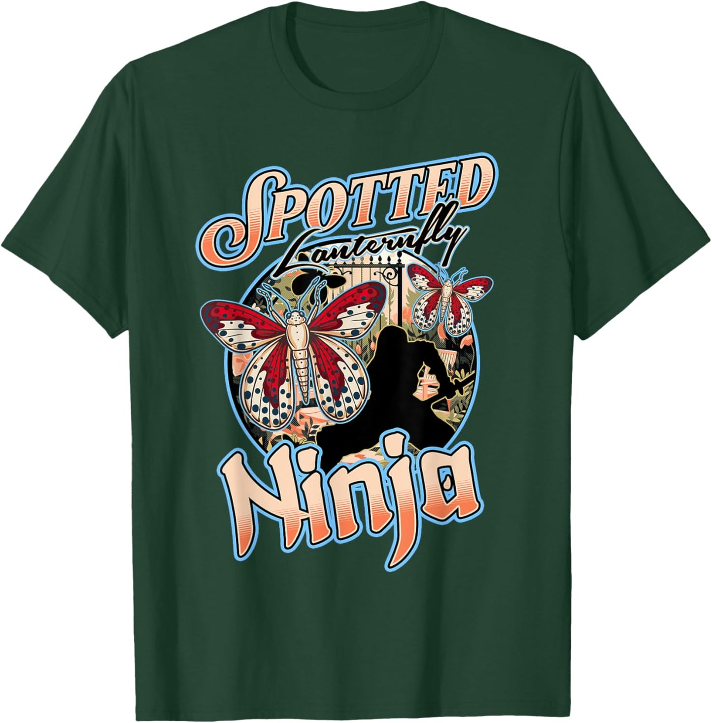 Spotted Lanternfly Trap Ninja Warrior Assassin Lantern Fly T-Shirt - T-Shirt | Forest