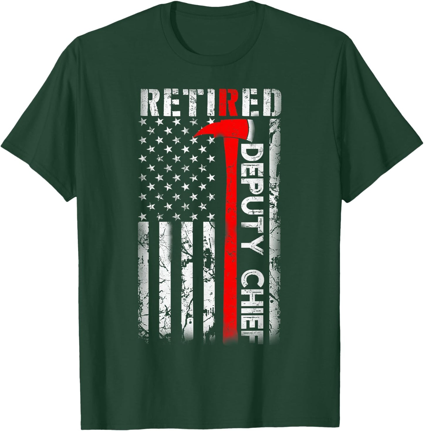 Retired Deputy Fire Chief Fireman Retirement UAS flag Gifts T-Shirt - T-Shirt | Forest