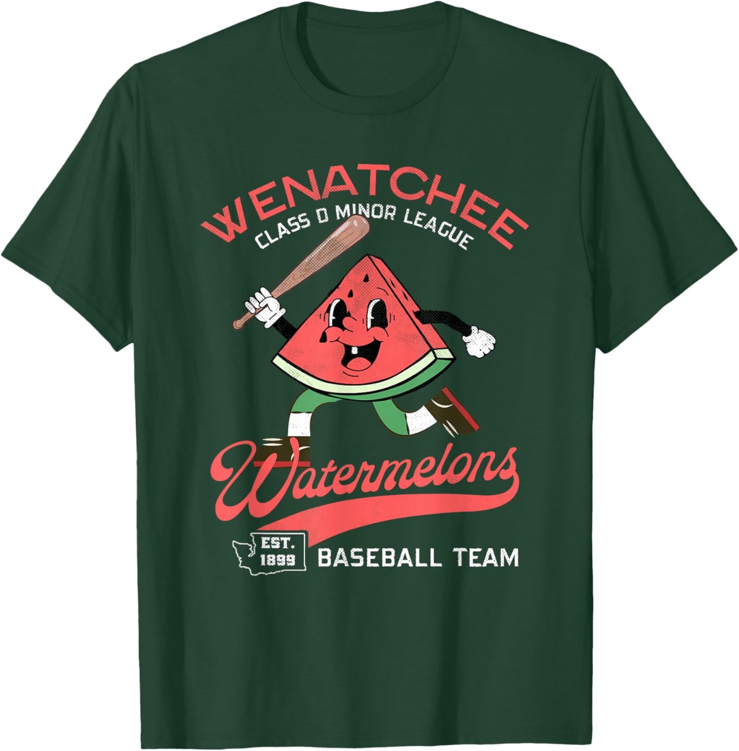 Wenatchee Watermelons Retro Minor League Baseball Team T-Shirt - T-Shirt | Forest