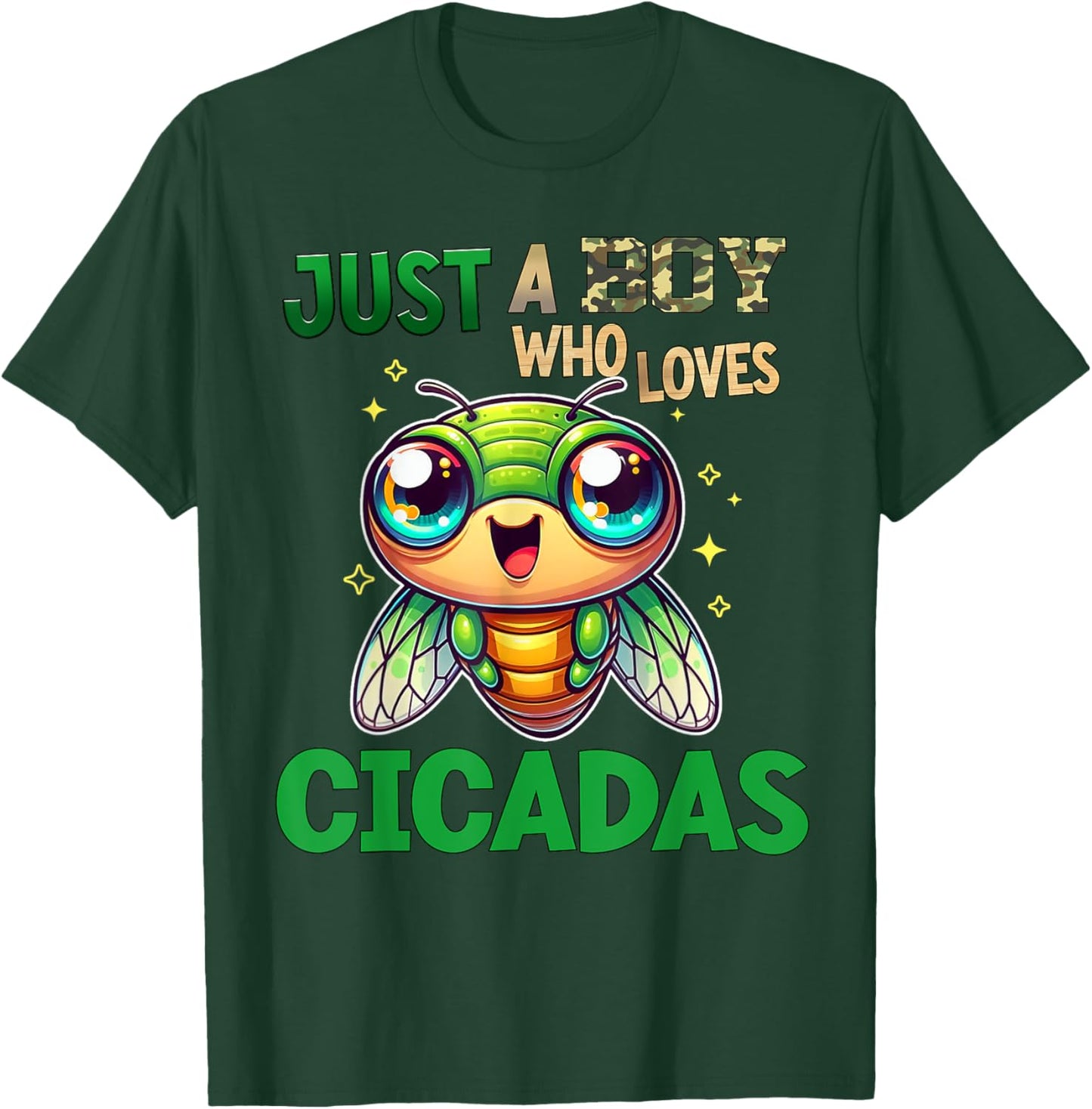 Funny Cicada Insect Just a Boy Who Loves Cicadas T-Shirt - T-Shirt | Forest