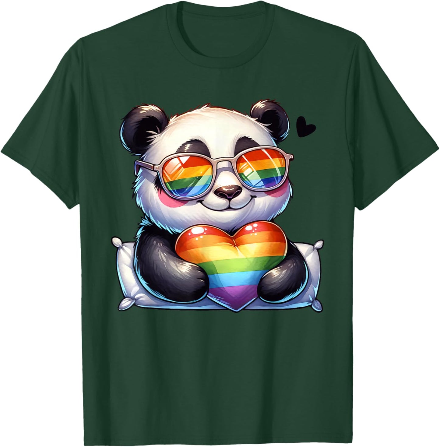 Panda Heart Rainbow Gay Pride LGBT Animal Supporter T-Shirt - T-Shirt | Forest