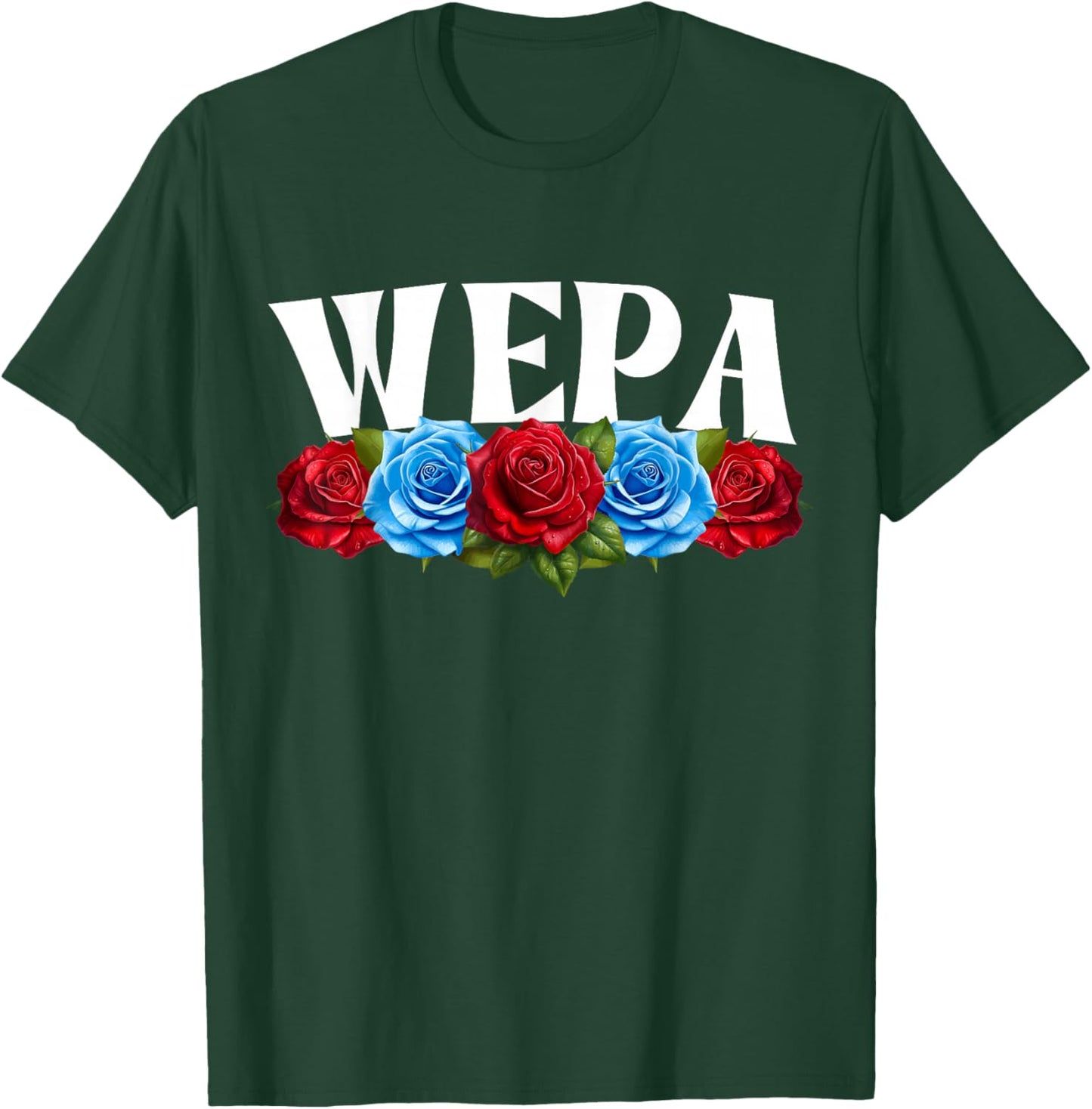 Wepa with Roses , Boricua Women, Puerto Rico Wepa T-Shirt - T-Shirt | Forest