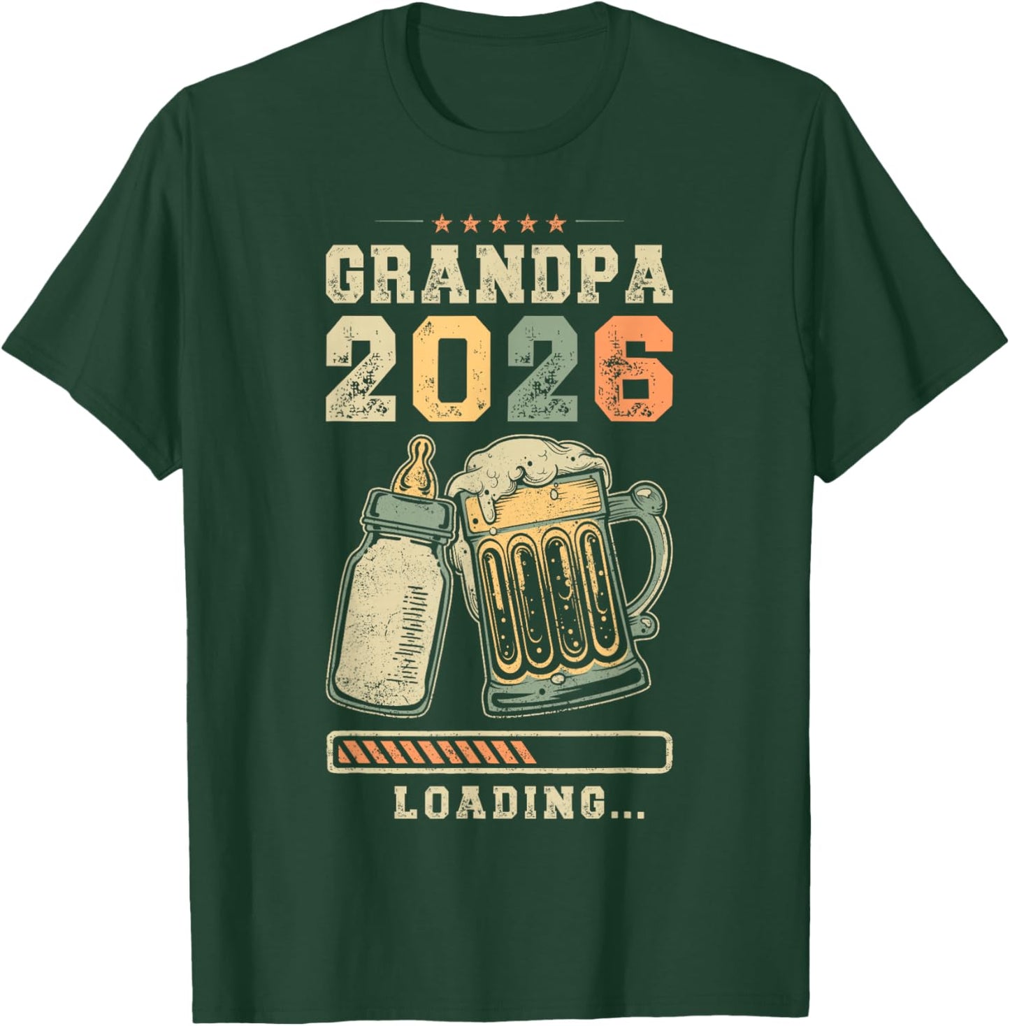 Grandpa 2026 Loading, Pregnancy Announcement, Grandfather T-Shirt - T-Shirt | Forest