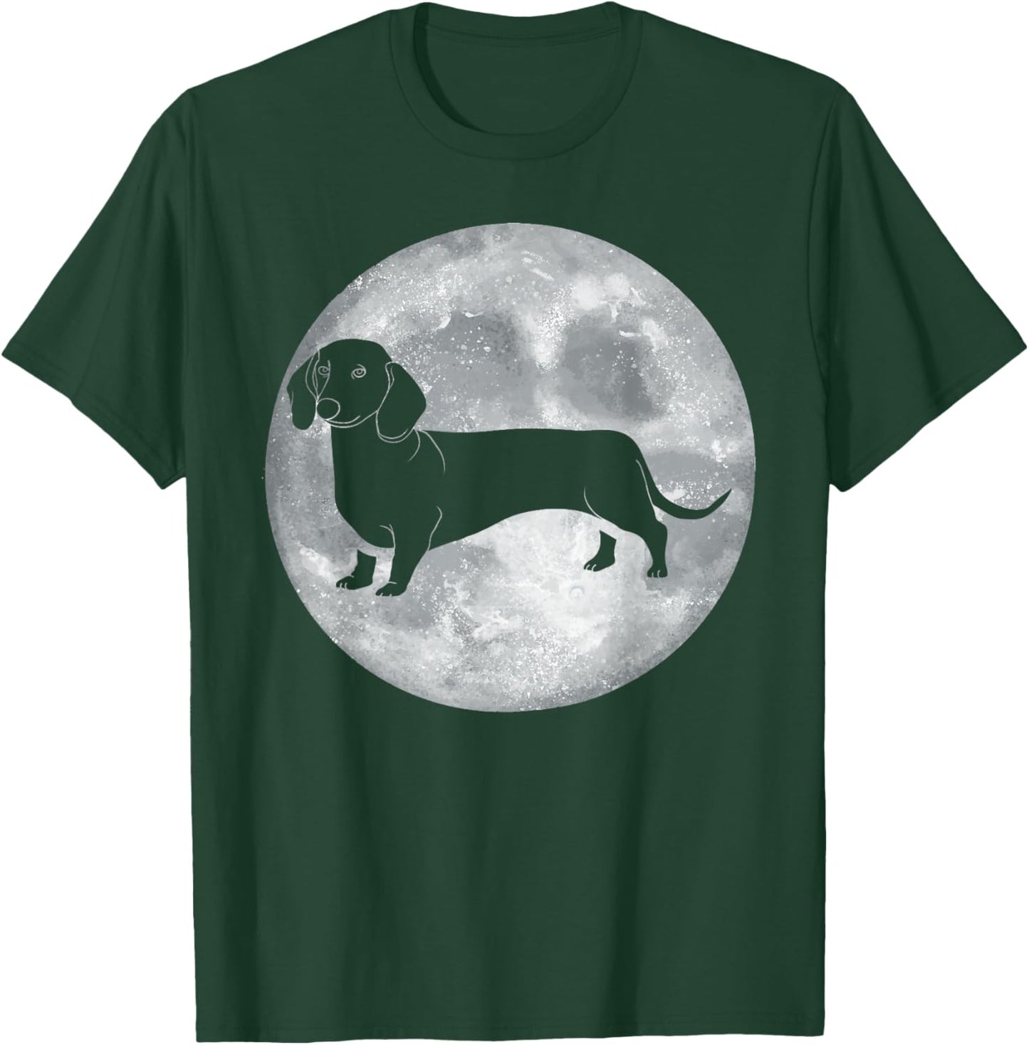Silhouette Dachshund Weiner Dog in Full Moon Dachshund Lover T-Shirt - T-Shirt | Forest