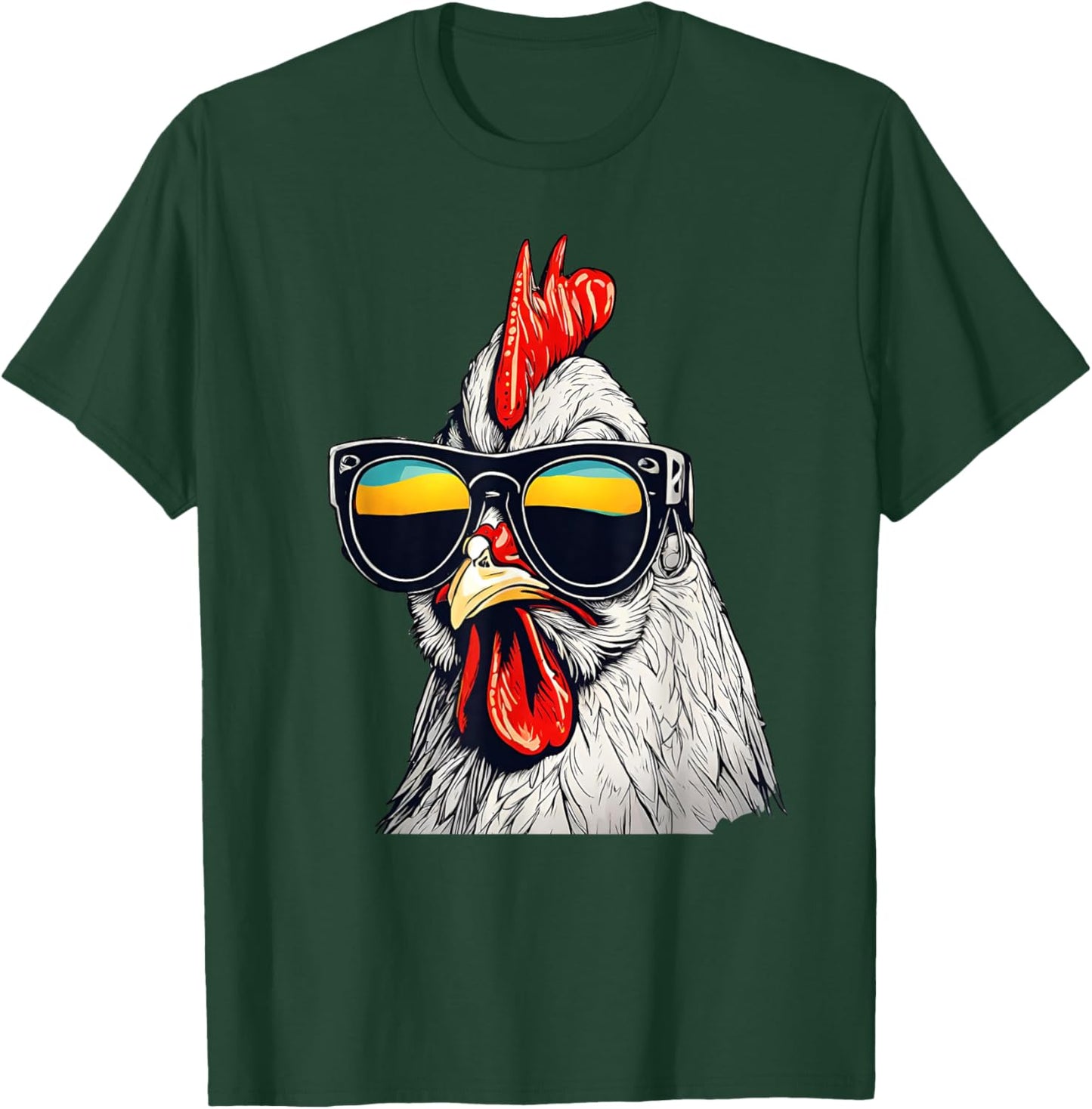 Cool Rooster Wearing Sunglasses Retro Vintage Chicken T-Shirt - T-Shirt | Forest