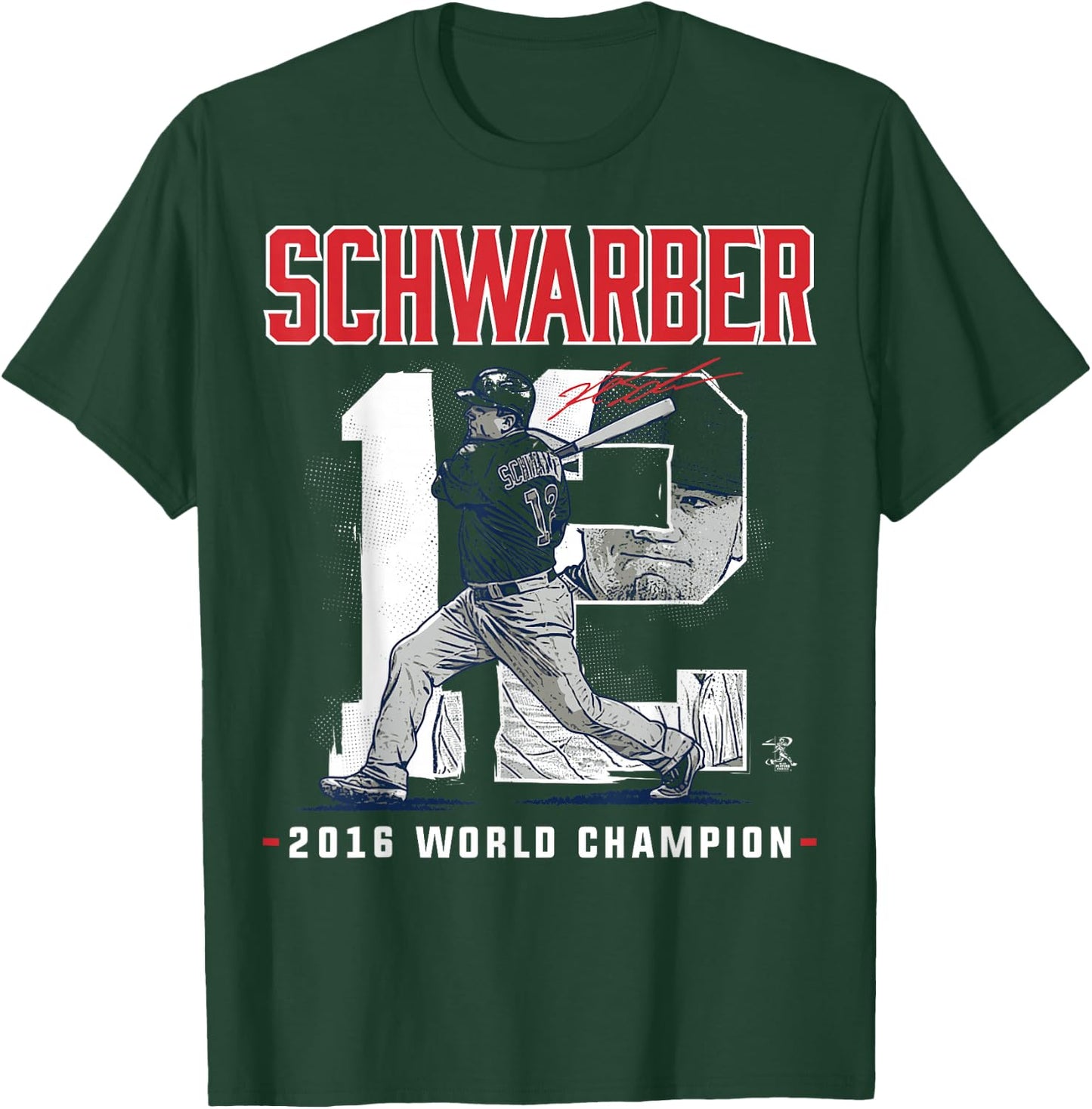 Kyle Schwarber Player Number 2016 World Champion T-Shirt - T-Shirt | Forest