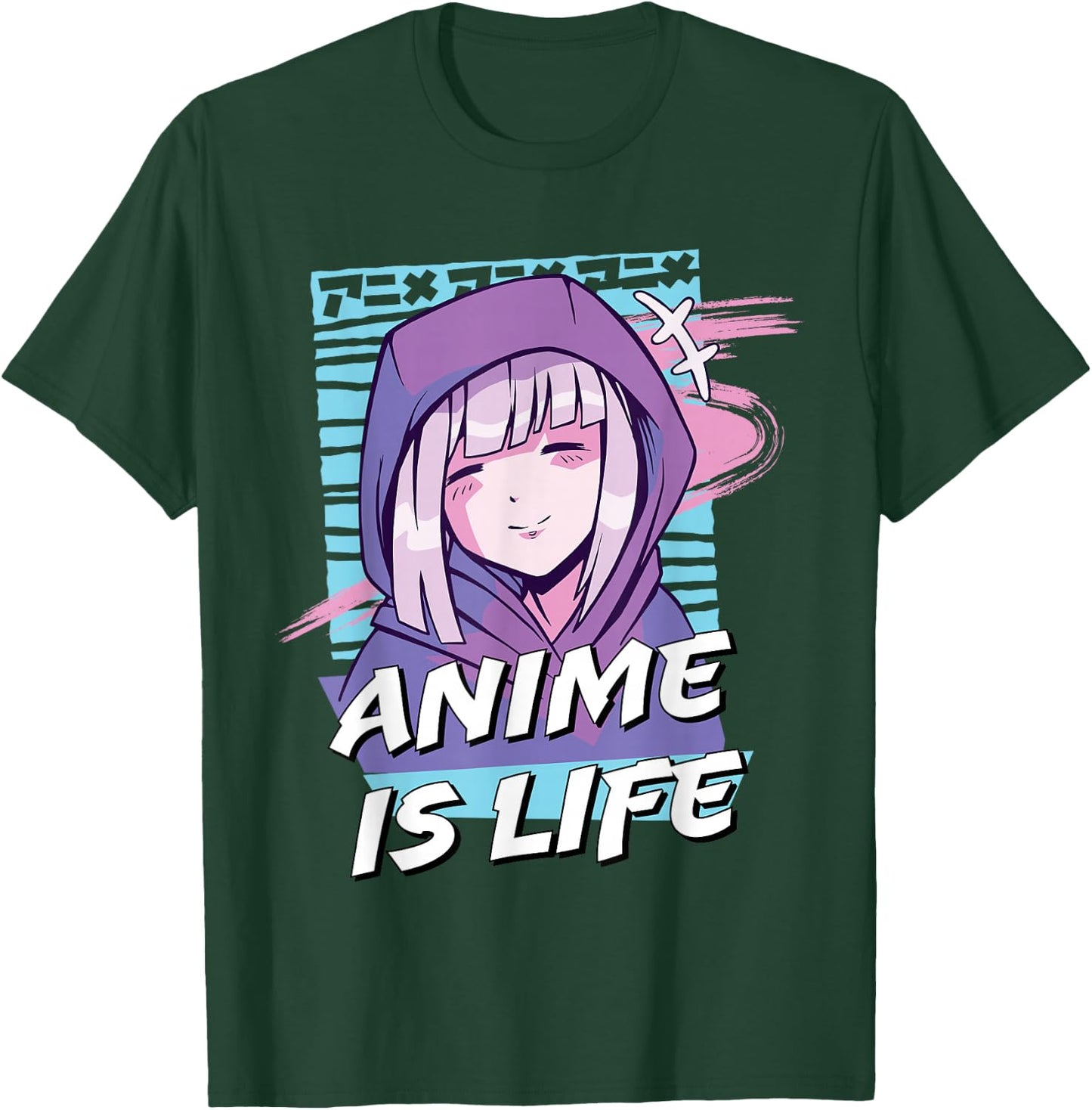 Anime is Life | Cute Anime Girl Otaku Graphic T-Shirt - T-Shirt | Forest