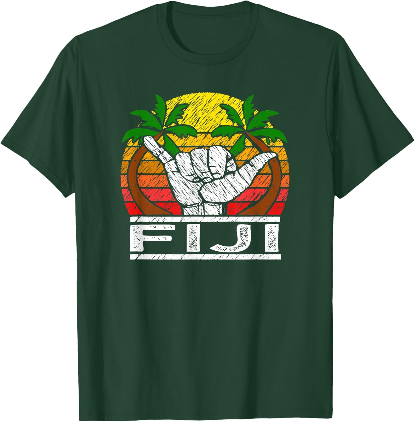 Vintage Fiji Island Sunset Gift Fijian T-Shirt - T-Shirt | Forest