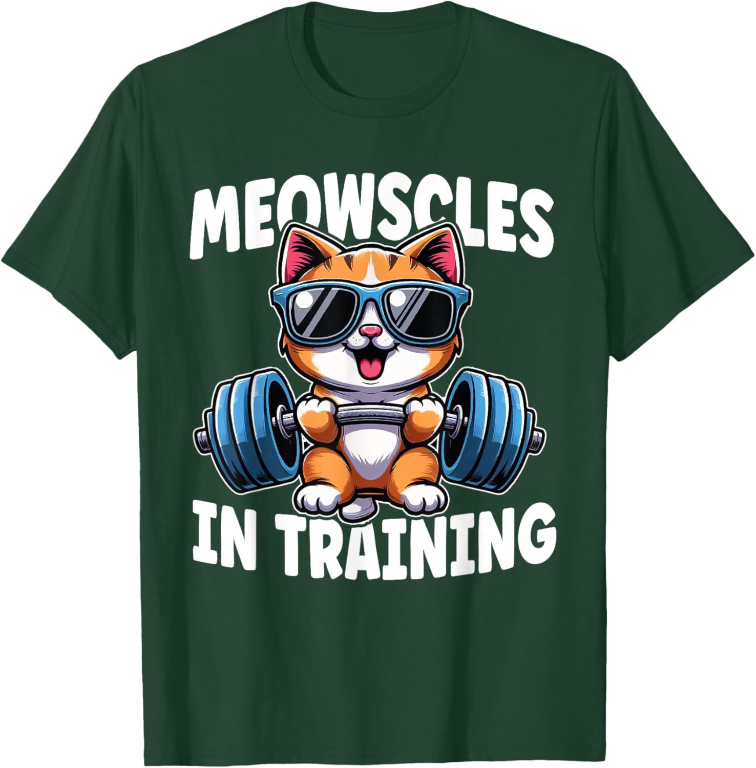 Kitty Workout Meowscles In Training Funny Gym Workout Cat T-Shirt - T-Shirt | Forest