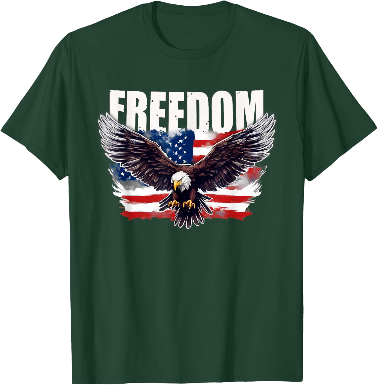 Patriotic USA American Flag and Eagle FREEDOM 4th of July T-Shirt - T-Shirt | Forest