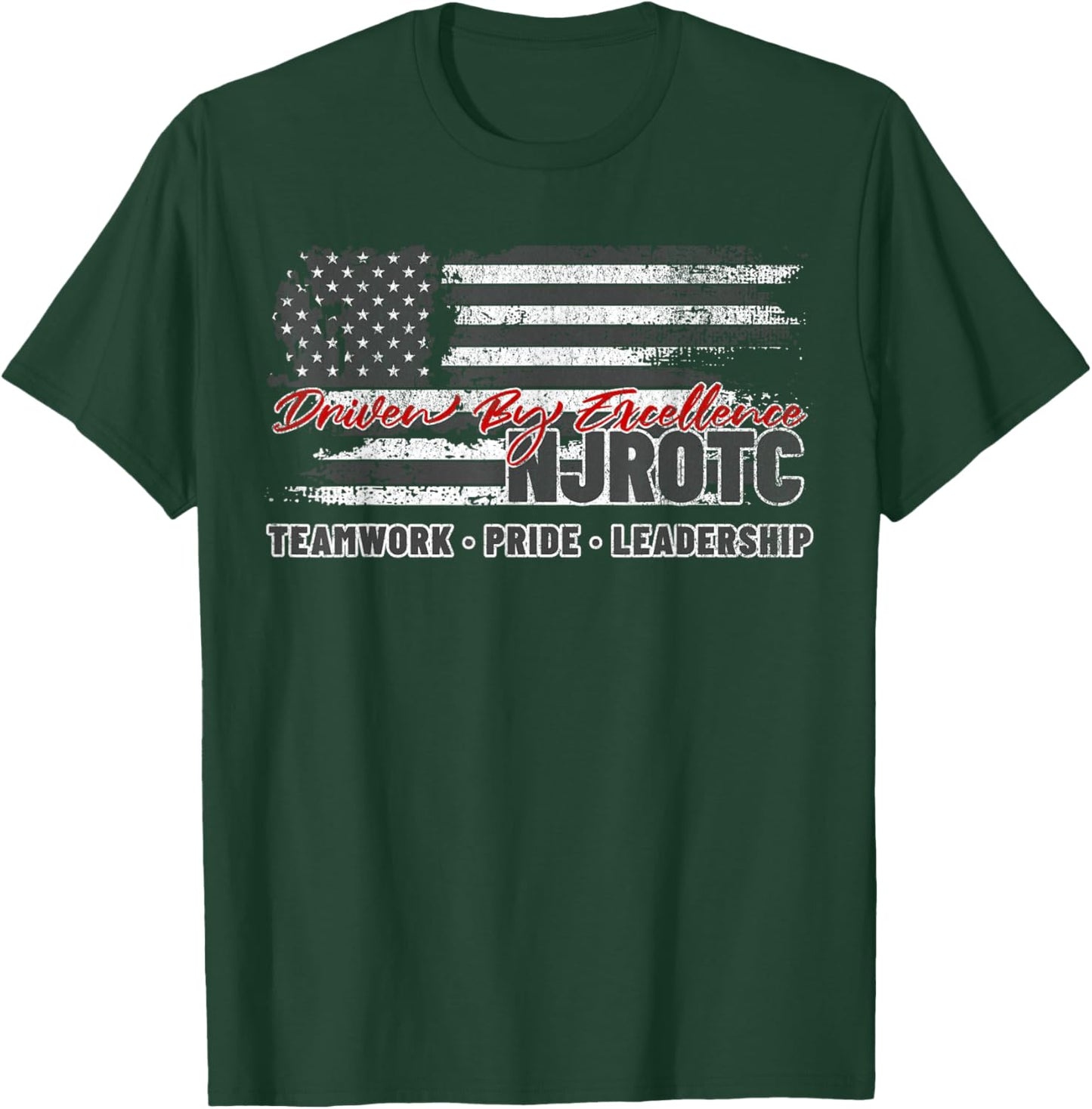 NJROTC Teamwork Pride Leadership American Flag Naval JROTC T-Shirt - T-Shirt | Forest