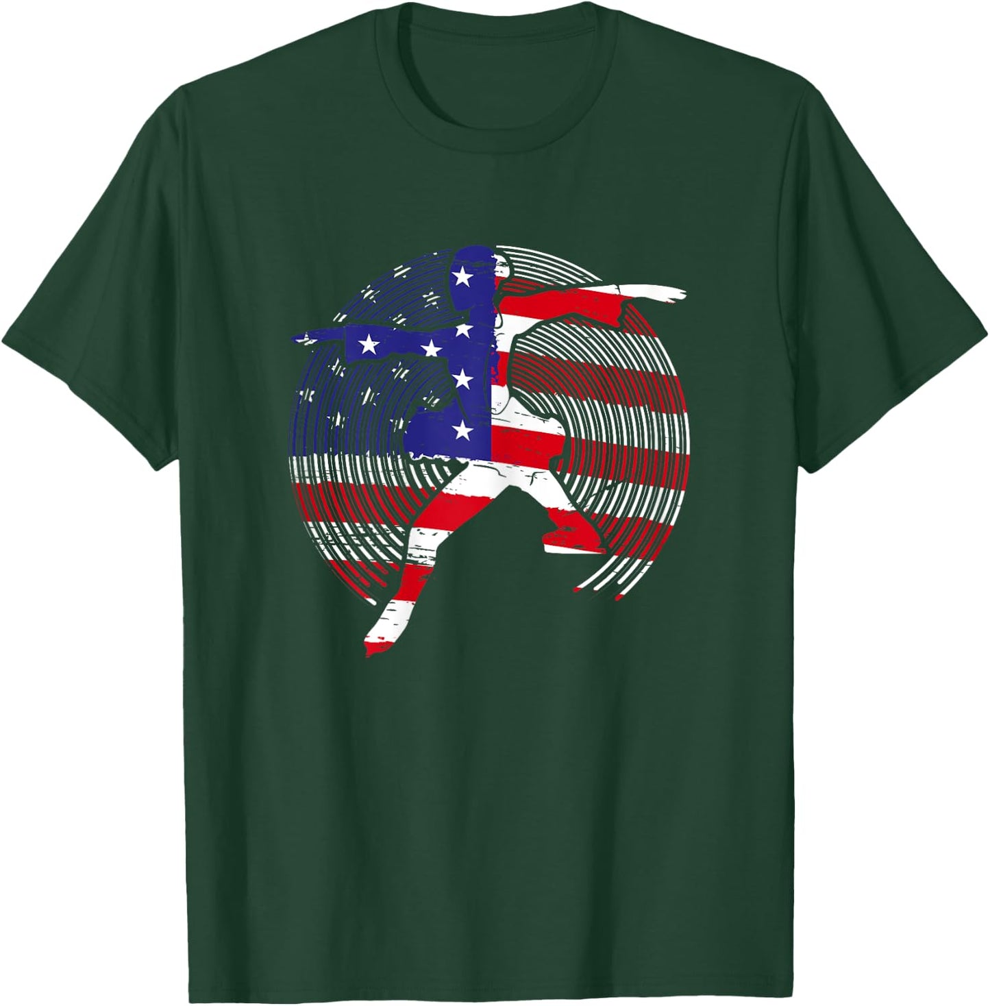 USA American Flag Ice Skate Girl Figure Skating Ice Dancing T-Shirt - T-Shirt | Forest